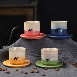 Tazza da <span class=keywords><strong>caffè</strong></span> in ceramica di lusso leggero e Set piattino <span class=keywords><strong>caffè</strong></span> Espresso Latte Cappuccino tazza da <span class=keywords><strong>caffè</strong></span> <span class=keywords><strong>senza</strong></span> manico cammello arabo tazza da tè - Product Image 3