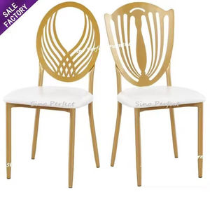 Fournisseur vérifié en Chine, chaises de mariage en acier doré de bonne qualité, empilables, à dossier fleuri - Product Image 2