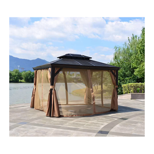 Gazebo de luxe en aluminium à toit rigide, double toit, pavillon extérieur avec rideaux, auvent personnalisé - Product Image 2