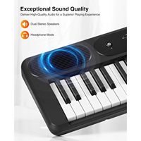 Piano Digital LEKATO 61-Tombol untuk Pemula Keyboard Portabel dengan Stand X Mode Pengajaran Tombol Berlampu Layar LED