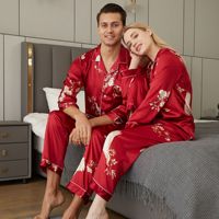 Nouveauté Pyjama long en soie respirante pour homme et femme, en polyester, col en V, élégant, luxueux, longueur intégrale