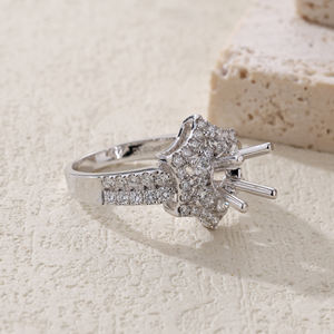 Vente en gros de bijoux en or blanc 18 carats naturel de qualité supérieure avec diamant blanc de 1 à 2 carats pour femmes semi-montage délicat pour anniversaire - Product Image 5