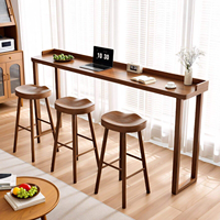 Meuble de bar de style minimaliste couleur noyer, design élégant, pour la maison, le balcon, les cafés, les restaurants, table de bar en bois longue