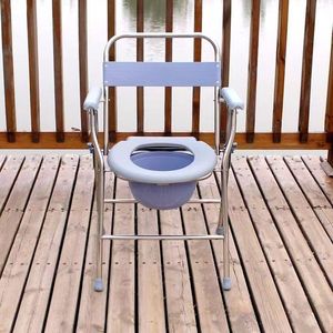 Stainless Steel <b>Folding</b> <b>Commode</b> Chair With Backrest For Elderly And Disabled 150kg Capacity Bathroom Use - Product Image 4