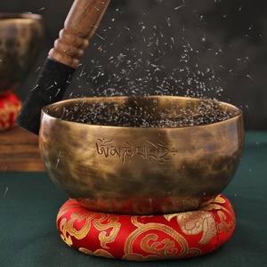 Bol chantant d'oculture tibétaine en cuivre brut, <span class=keywords><strong>instrument</strong></span> <span class=keywords><strong>de</strong></span> sonothérapie pour <span class=keywords><strong>la</strong></span> méditation et <span class=keywords><strong>la</strong></span> relaxation, avec marteau - Product Image 2