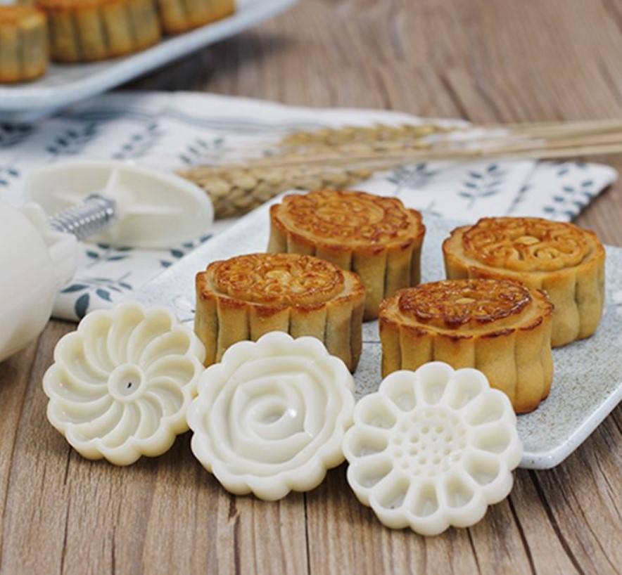 3D Moon Cake Cake Mold Press and Silicone Round Moon Cake Mold