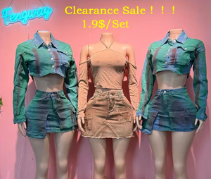 Set Due Pezzi da Donna 2026 all'Ingrosso, Bikini in Jeans con Frange e Coulisse, Abbigliamento Esotico da Ballo - Product Image 1