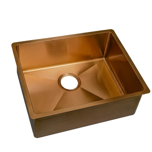 Évier de cuisine en cuivre de qualité supérieure, à cuve unique, à encastrer, rectangulaire, design moderne, facile à nettoyer, pour usage en cuisine - Product Image 1