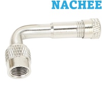 Nachee 90 Degree Silver Metal Valve Stem Extender Universal Cocok untuk Mobil Roda Ganda, RV, Sepeda Motor, Sepeda, Trailer, Kereta Dorong