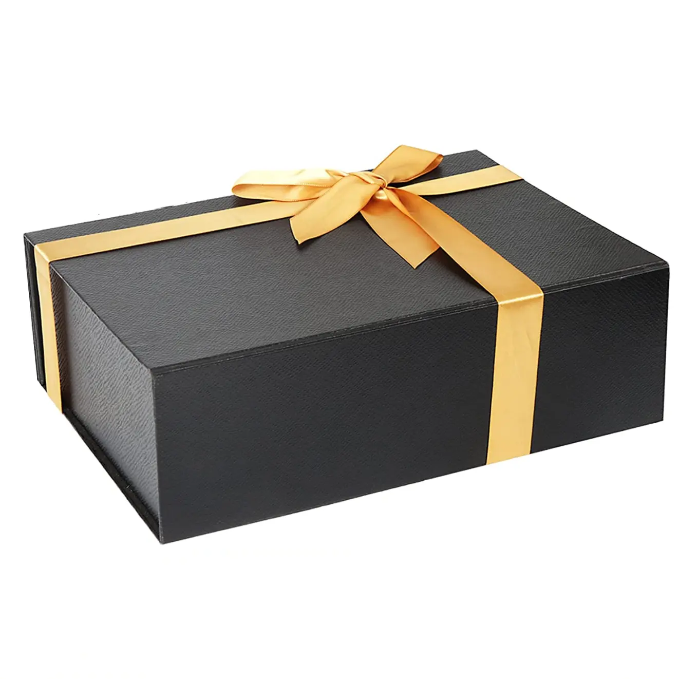 Custom Foldable Gift Box With Lid Black Magnetic Close Decorative Boxes With Gift Card Envelope Wine Packaging Wedding Gift Box