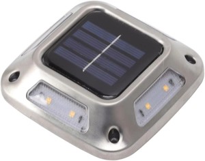 Lampe solaire au sol en acier inoxydable, 8 LED, blanc chaud, étanche, minimaliste, décoration de jardin extérieur, patio - Product Image 1