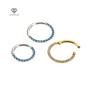 <span class=keywords><strong>Superstar</strong></span> g23 טיטניום גילוף דק קטע מכונף צד טבעת משובצת 15 זירקון לבן גוף פירסינג תכשיטים - Product Image 2