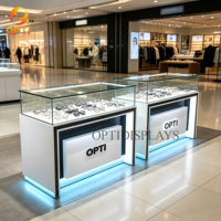 Comptoir de Magasin d'Optique Moderne en Verre Trempé avec Éclairage LED, Vitrine d'Exposition de Lunettes, Vente en Gros Usine