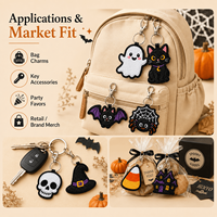 Porte-clés brodé Halloween, pendentif pour sac à dos, breloque personnalisée, vente en gros pour souvenirs de vacances et cadeaux