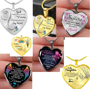 Nuova Collana con Cuore in Metallo e Messaggio Personalizzato, Regalo per Fidanzata, Mamma, Papà, Figlia, Sorella - Product Image 1
