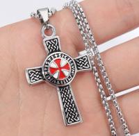 Collier Croix en Acier Inoxydable Plaqué Argent et Chaîne à Maillons Unisexe Cadeau Punk Gothique à la Mode