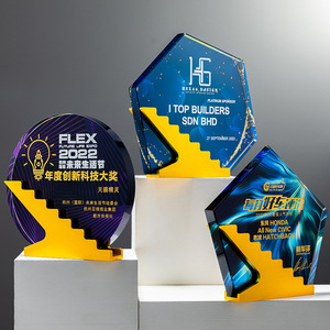 Custom Metal Crystal Trophy <b>Creative</b> Staircase Design Laser Engraved Durable Business <b>Gift</b> for Employee Awards Ceremony - Product Image 5