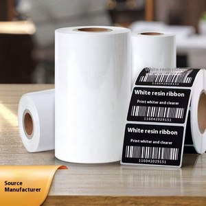 Tráng PET Nhãn Màu Đen 110*300 24Mm Trắng Nhựa Ribbon Máy In Ruy Băng Tương Thích Cho <span class=keywords><strong>Eas</strong></span> Hệ Thống - Product Image 1