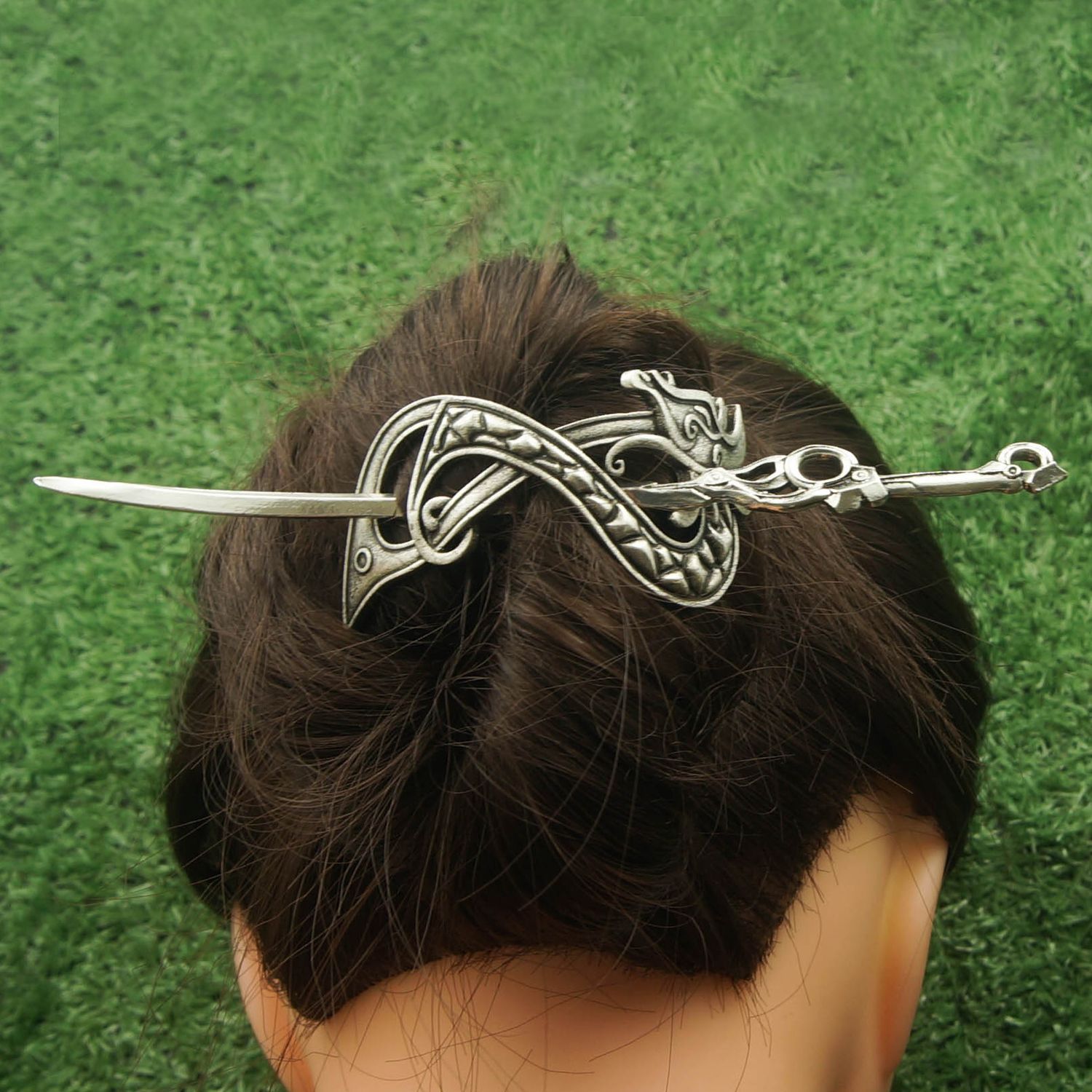 Silver Viking Celtic Sword Hair Stick Ornate Medieval Hair Accessory Amazon.com : 4 Pieces Celtic Viking Hairpins Vintage Celtic  main image 2