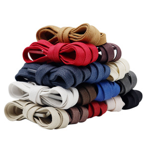 Lacets plats en coton ciré personnalisés de 8 mm, couleur unie - Lacets plats cirés de qualité supérieure pour baskets blanches et chaussures en <span class=keywords><strong>toile</strong></span>, vente en gros - Product Image 4