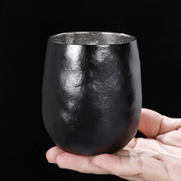 Tasse à eau en titane pur à double paroi résistante à la chaleur pour le camping en plein air, pour le café et le thé Kung Fu, style minimaliste