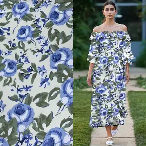 탑 잘 팔리는 Plain 짠 Challis Digital Print 100% 레이온 Fabric 대 한 Garment 및 Women's 드레스