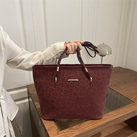Nouveau Sac Fourre-tout Seau Imprimé Léopard Designer, Chic Rétro Grande Capacité, Sac à Bandoulière de Marque de Luxe pour Femme, Sac Décontracté pour le Travail