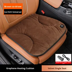 Luxury Car Velvet & Rubber Heated Seat Cushion Office <b>Heating</b> Pad Soft Firmness <b>USB</b> Buttock Pad - Product Image 6