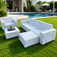 Platzsparendes KD Aluminium Outdoor-Sofa mit Vakuumkomprimierten Schaumstoffkissen für Terrasse und Garten, Sektionales Sofa für Ferienanlagen