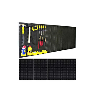 Panneaux suspendus à fixer au mur, écologiques, multifonctionnels, à un seul niveau, non pliables, panneaux perforés pour le rangement d'outils de garage, en plastique noir - Product Image 1