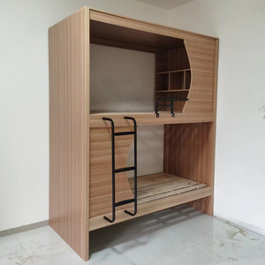 Letto <span class=keywords><strong>a</strong></span> Castello Matrimoniale Moderno per Adulti in Metallo e Legno con Scale per Hotel, Appartamenti, Dormitori o Camere Scolastiche - Product Image 5