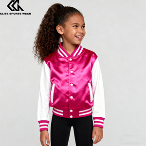 Bộ đồ thể thao satin màu hồng nóng bỏng dành cho bé gái, thiết kế riêng cho câu lạc bộ khiêu vũ, áo khoác varsity - Product Image 5