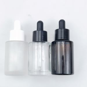 Botella de Vidrio Transparente de 30 ml con Gotero para Esencias, Botella de Vidrio Plana de 1 oz con Tapa Negra para Aceites Esenciales, Impresión Serigráfica - Product Image 2