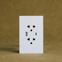Enchufe de Pared Tailandés de Alta Calidad, Estándar Sudamericano, Panel Grande de PC, Doble 3 Polos, con Puertos USB Tipo A y Tipo C