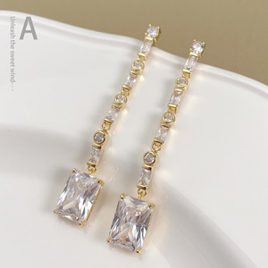 RAKOL EP5358 Popular 43mm Length Long Tassels Cubic Shining Zircon <b>Silver</b> Gold Plated Water Drop Wedding Gift New Fashion Women - Product Image 3