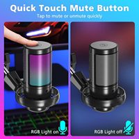 Tout Nouveau Microphone Gaming USB RVB Cardioïde Économique avec Bras Support de Bureau pour Enregistrement PC Ordinateur et Podcast
