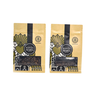 Custom Printed 250g 500g Transparent Window Coffee Beans Packaging <b>Bags</b> with Valve and Zipper - Product Image 1