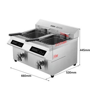 Cuisinière à induction commerciale 3500W/5000W avec deux friteuses à induction et contrôle tactile de la température AM-CD24F201 - Product Image 5
