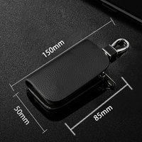 Étui pour clé de voiture en cuir PU grain litchi, protection intégrale, pochette zippée discrète, logo de voiture personnalisé, accessoires de protection pour clés, anti-perte, cadeau