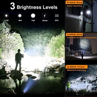 Lampe torche LED super lumineuse à 5 modes pour l'aventure en plein air, torche tactique, marteau de sécurité intégré, batterie intégrée, alliage d'aluminium