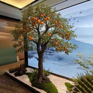 <span class=keywords><strong>Arbre</strong></span> artificiel de kaki, hauteur personnalisable, résistant aux UV, avec fruits oranges, pour usage commercial - Product Image 4
