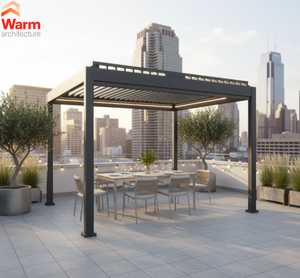 Pergola Bioclimatica in Alluminio con Lamelle Orientabili, Giardino d'Inverno 3x4, Tenda da Sole Automatica per <span class=keywords><strong>Esterni</strong></span>, Gazebo da Giardino e Serra in Alluminio - Product Image 1