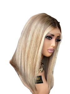 Peluca de cabello humano más popular de alta calidad sin pegamento con banda elástica medio hecho a mano parte media estilo Bob nudos de lejía - Product Image 2