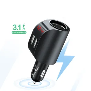 1 מדגם בסדר אלקטרוני אביזרי סיגר מצית 2 Usb יציאת Led תצוגה אוטומטי טלפון נייד תשלום מהיר 3.1A רכב Usb מטען