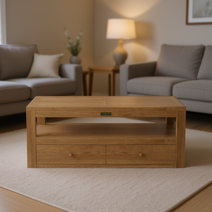 Tavolino da Caffè Rettangolare in Legno, Arredamento Moderno Contemporaneo per Soggiorno con Cassetti Portaoggetti - Product Image 2