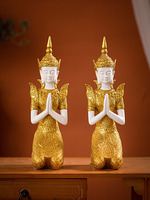 Statue Artisanale Religieuse en Résine Grandeur Nature, Sculpture de Bouddha Thaï Agé à Genoux de Haute Qualité pour Décoration d'Halloween et de Remise de Diplôme – Offre Spéciale