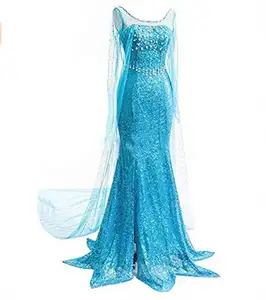 वयस्क एल्सा राजकुमारी पोशाक हेलोवीन Cosplay फैंसी पार्टी ड्रेस अप अन्ना एल्सा कॉस्टयूम महिलाओं के लिए