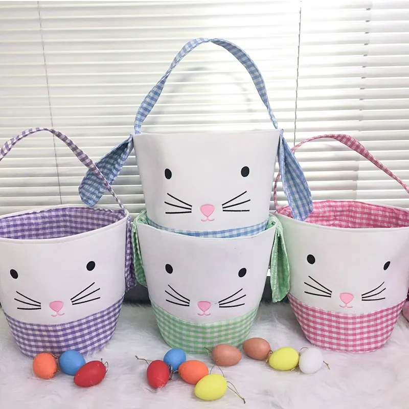 Happy Easter 4 Styles Bunny Ear Bag Gift Storage Handbag Cute Design Basket With Handle For Celebration Party Supplies