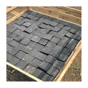 Carrelage de sol en granit noir, pierre carrée, pavé de rue, 13 pouces, à bas prix