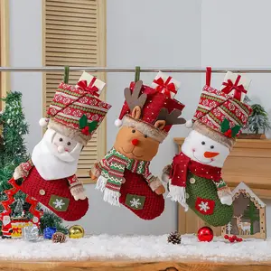 高品质新款2023圣诞老人麋鹿长袜礼品袋圣诞装饰圣诞树摆件